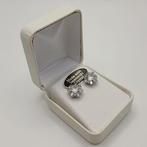 Swarovski Crystal Halo Stud Earrings Silver Tone | Classic Sparkle